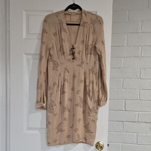 Stella McCartney Beige Butterfly Patterned Long Sleeve Dress Italy Size 38‎